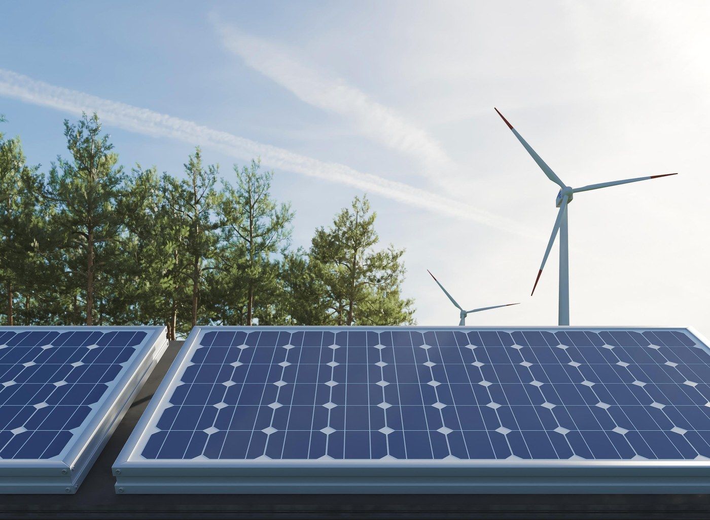 Panneaux solaires et éoliennes
